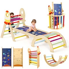 Land Pikler Triangle Set, Pickler Climbing Set Foldable Wooden Climbing Toy Gift
