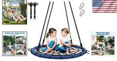 Blue Spider Web Swing for Tree with 2 Straps, 40″ Diameter, Easy to Assemble