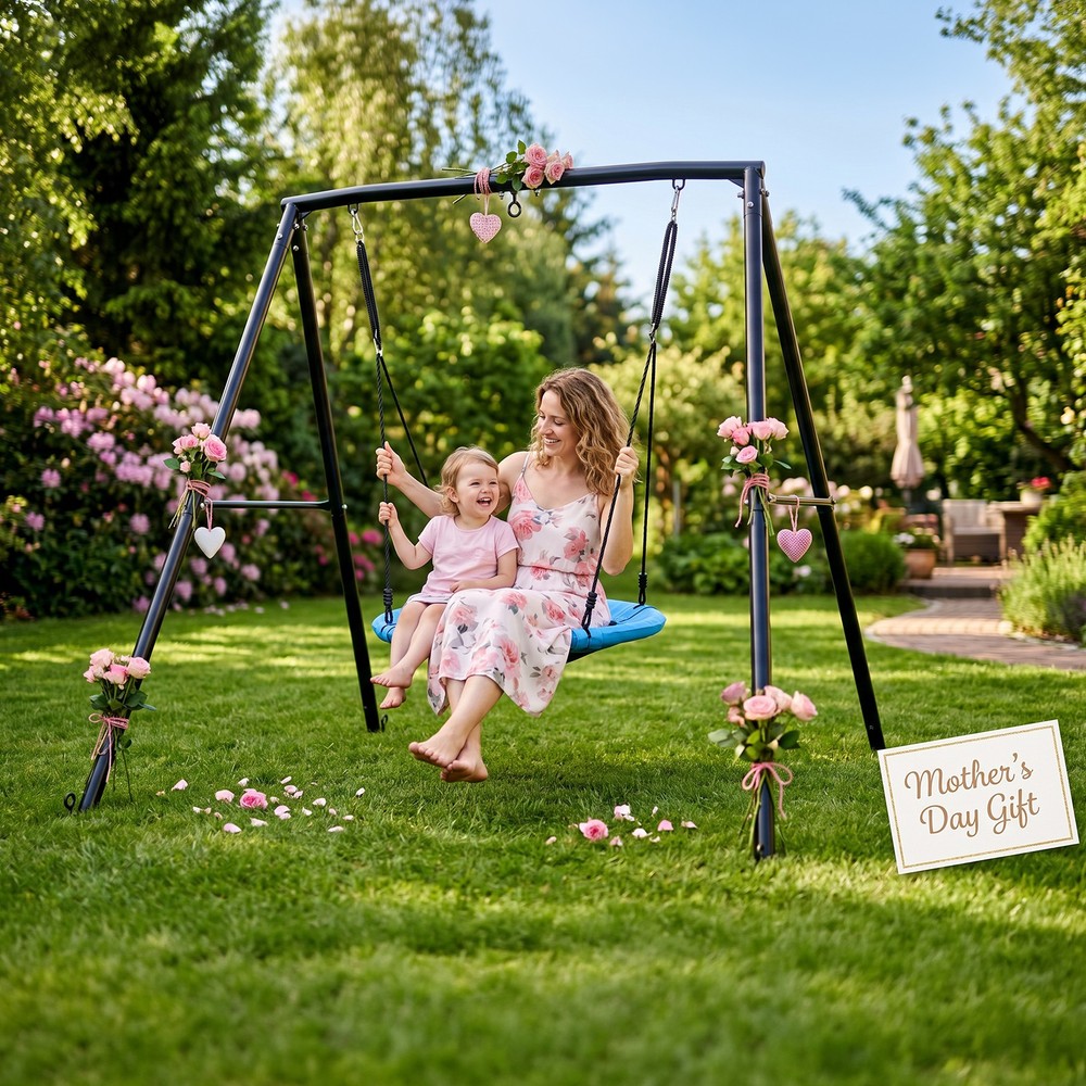 Upgraded A-Frame Swing Set Frame Stand Fun Play Chair Kids Backyard Max 440lbs