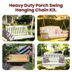 Heavy Duty Porch Swing Hanging Chain Kit, 2 Pack, Silver
