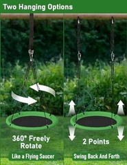 40 Inch Diameter Saucer Tree Swing Set for Kids & Adults, Adjustable Round 40″
