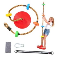 Tree Swing for Kids, 330LB Capacity Heavy Duty Climbing Rope with Platforms Red