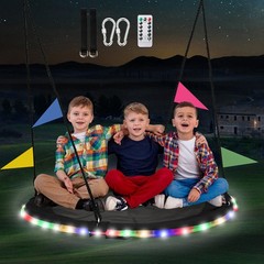 48 Inch Tree Swing with LED Light for Kids, 900lbs Flying Saucer Swing, with …