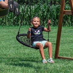 Backyard Discovery Mystic Tower Cedar Swing Set heavy-duty belt swings web swing