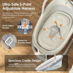 AMKE Baby Swing for Infants with Spacious & Breathable Mesh Seat 5-Point Harness