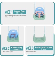 Toddler Swing, 3-in-1 Baby Swing Seat, Anti-Flip Snug & Secure Detachable Kid