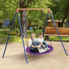 40” Saucer Tree Swing Set + Heavy Duty A-Frame Tree Porch Swing Stand Frame Set