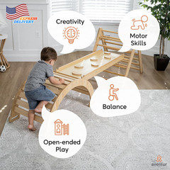 5-In-1 Indoor Climbing Gym Waldorf & Montessori Climbing Set w/Triangle Ladder