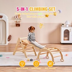 Pikler Triangle Set 5in1 Montessori Climbing Toys for Toddlers 1-3 M Wood
