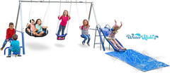 Free N’ Swing plus with 5′ Water Slide and 6′ Sliding Tarp – 7 User / 5 Station,