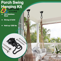 Hammock Hanging Kit 2 Pack, Porch Swing 1200 Lb Medium, Black