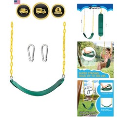 Heavy Duty Swing Seat Green Color with 66” Chain, Swing Set Accessories Repla…