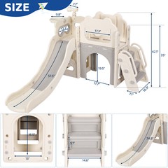 Kids Slide Toddler Slide Climber Playset W/ Basketball Outdoor Indoor Playground