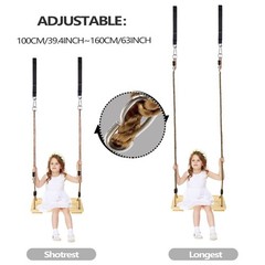 Wooden Swing Seat, Outdoor Swing Set Accessories for Backyard, Height Adjusta…