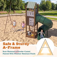 Outdoor Backyard Swing Sets for Kids with Basketball Hoop Galvanized Steel & PE