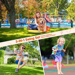 Pre-Owned 3-in-1 Swing Set 550 lbs with Heavy Duty Metal A-Frame Adjustable