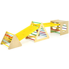 5 in 1 Kids Triangle Climber Play Gym Set with 2 Ramps