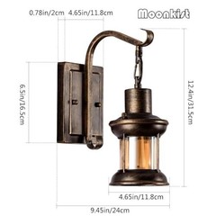Rustic Vintage Glass Wall Sconce Fixture – Retro Metal Lamp for Home, Bar, Bedro