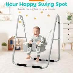 Baby Swing Set for Toddlers 6-36 Months, Foldable & Portable Swing for Indoor…