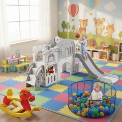 8 In 1 Toddler Slide Indoor Playground, Indoor Slide Toddler Playset for Toddler