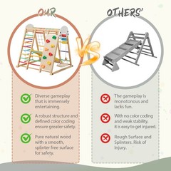 9-in-1 Foldable Kids Climbing Frame w/ Slide, Swing & Monkey Bars – Wooden Play