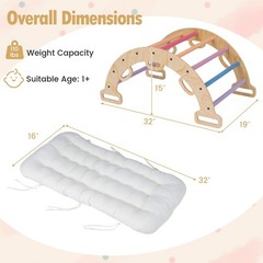 Wooden Rocking Climbing Arch w/Cushion 3-in-1 Montessori Kids Climber Rocker