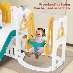 Kids Double Slides and Swing Set Toddler Climb Playset Outdoor Indoor Playground