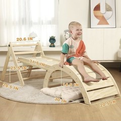 “Pikler Triangle Set with Cushion, 7-in-1 Montessori Climbing Toys for Toddlers”