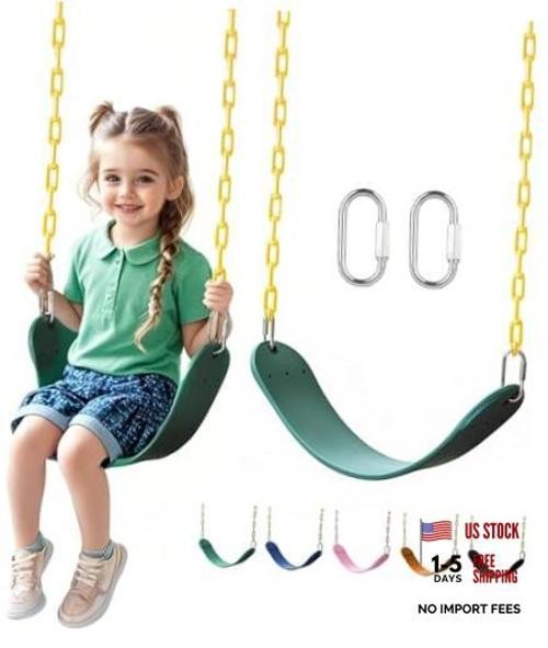 Heavy Duty Swing Seat, Kids Swing with 66″ Rust-Resistant Chains, 1 Pack Green
