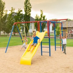 Lifetime 91022 Monkey Bar Adventure Swing Set Red Yellow Blue Outdoor Playground