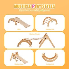 Pikler Triangle Set 5in1 Montessori Climbing Toys for Toddlers 1-3 M Wood