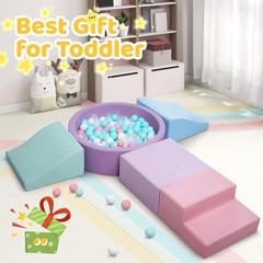 Foam Climbing Blocks for Toddler: with 4-Piece PU Leather Climbing Toys and a…