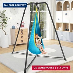 Swing Stand Frame with Sensory Swing Pod Chair, X-Shaped Swing Set, Metal Hammoc