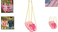 Durable 2-in-1 Snug ‘n Secure Pink Swing – Suitable for Ages 9 Months to 4 Years