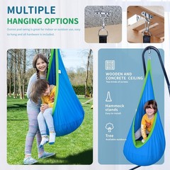 Blue Cotton Kids Pod Swing Seat – Sensory Hammock Chair for Indoor & Outdoor Use