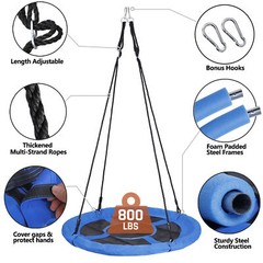 Blue Swing Platform 40″ Saucer Tree Swing Adjustable Rope Safe to Use 800lbs