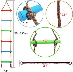 Climbing Rope Ladder Kids Tree Swing W/ Hanging Strap Indoor & Outdoor Backyard