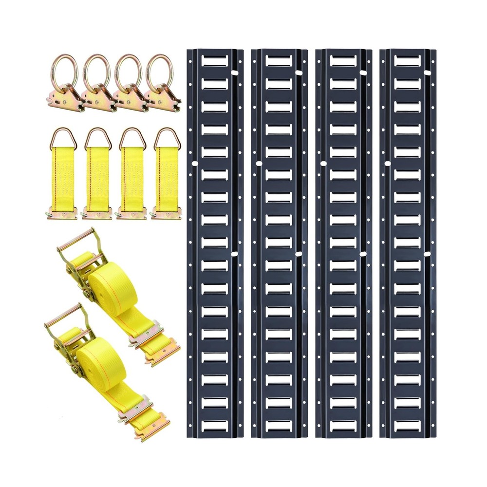 Trekassy 8ft E Track Rail Tie-Down Kit, 8′ Etrack Rails(4Pack, 48 Slots/Rail)…