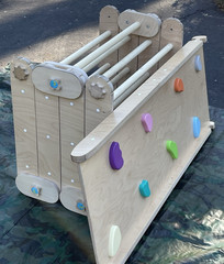 HappyMoon Montessori Climber Set w/ Rock Wall Ramp & Platforms ~ Pikler Triangle
