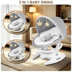 3-in-1 Baby Swing for Infants with Motion Detection, Electric Baby Swing with 3