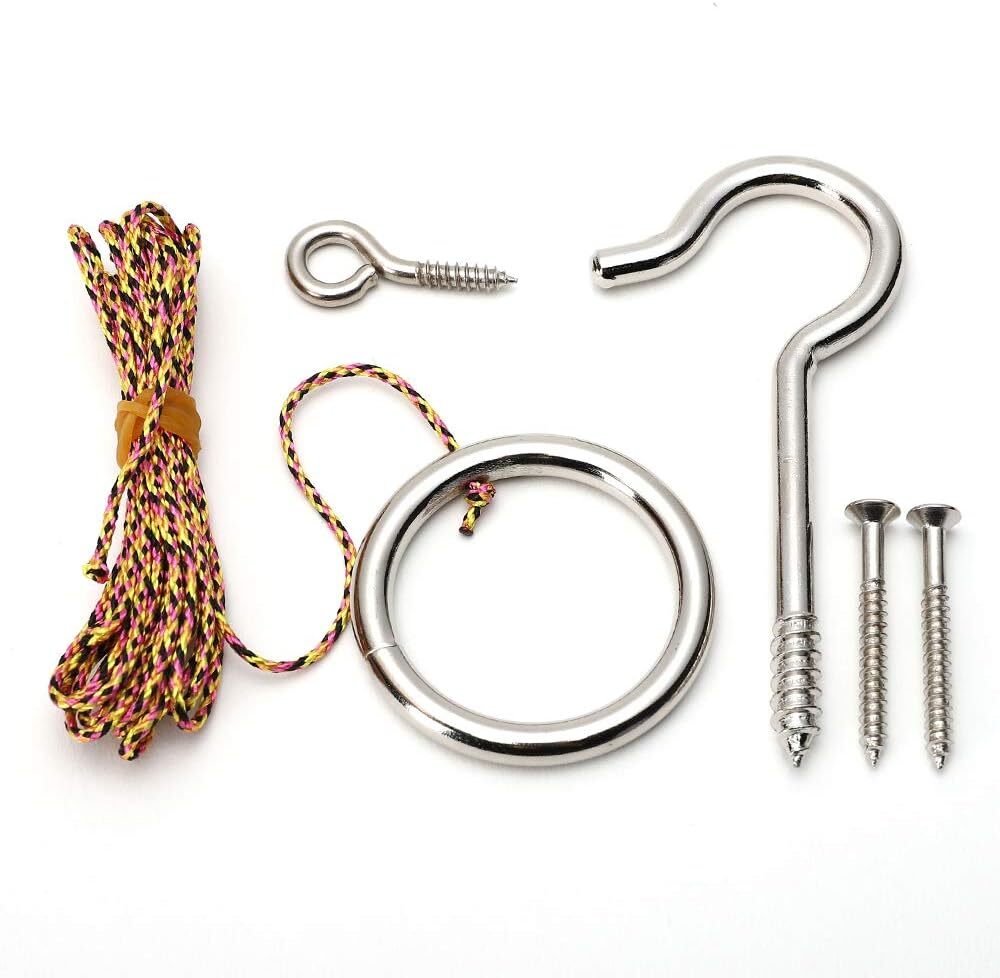 Hook and Ring Swing Diy Kit Heavy-duty Hardware and String Ring Toss Game Indoor