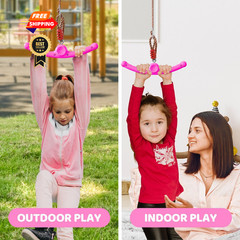 Ninja-Twister 360° Spin Handle: Slackline Swing Attachment for Kids Rose Red