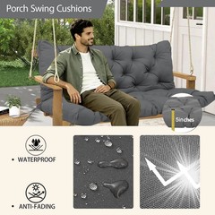 60 Inch Outdoor Swing Cushions Waterproof Extra 5″ Thick 3 Seater Porch Swing Re