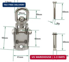Heavy Duty Swing Hanger Hook, 360° Swivel Swing hook with 4 Screws for Porch Yog