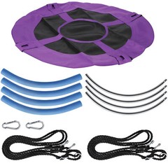 40″ Round Purple Saucer Tree Swing 900D Oxford Waterproof 800Lbs W/Hanging Ropes