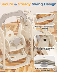 7-in-1 Toddler Slide and Swing Set with Climber, Basketball & Golf Toys