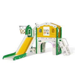 9-In-1 Toddler Slide Playground W/ LED Lights, Basketball Hoop & Drawing Board,