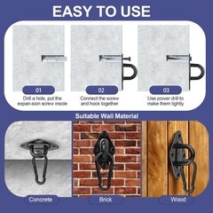 Feanron Hammock Hooks 4 Pack, Heavy Duty Hammock Hanging Kit, M8 Pad Eye Hang…
