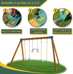 Easy 1-2-3 A-Frame 2 Brackets For Swing Set With All Mounting Hardware, Green