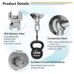 360°Rotating Hammock Hanging Kit, Heavy Duty 1200 lb Capacity Stainless Steel…